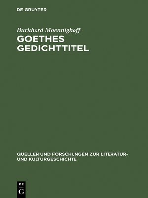 cover image of Goethes Gedichttitel